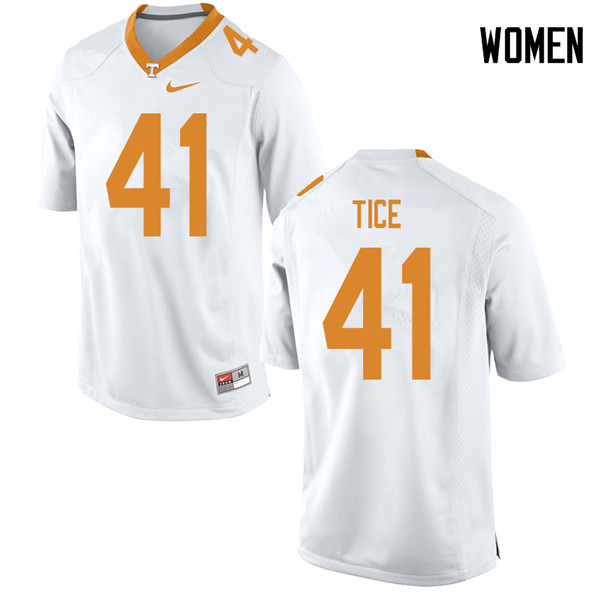 Women #41 Ryan Tice Tennessee Volunteers College Football Jerseys Sale-White